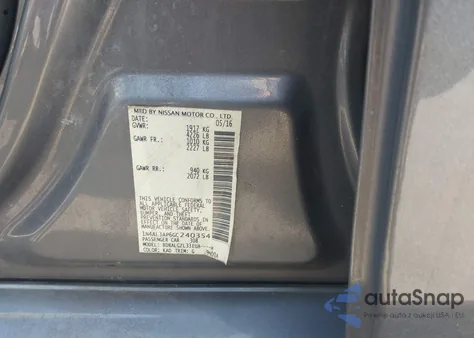 2016 Nissan Altima 2.5 S z USA, uszkodzony, nr VIN 1N4AL3AP6GC240354